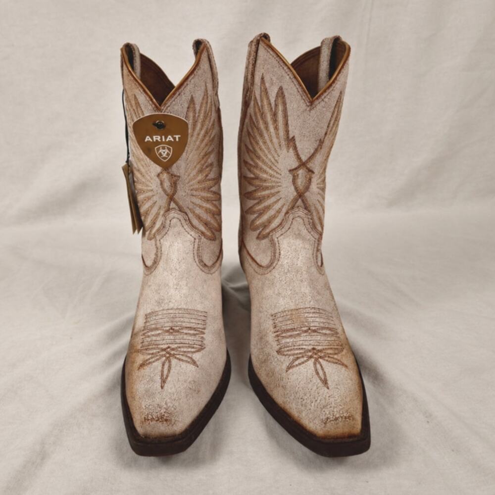 Ariat Goldie Women's Western Cowboy Boots Distressed White 7.5 NWT No Box